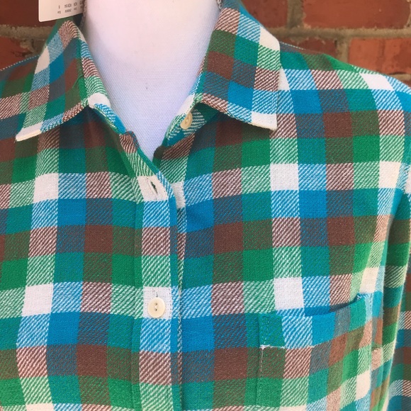 New NWT J. Crew Women's Boy Fit Button Down Flannel Shirt Pacey Plaid Sz 6 tjd - Picture 2 of 11